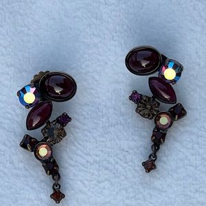 SORRELLI Multi-cut Brown Stones Dangle Earrings - Beautiful Antique.